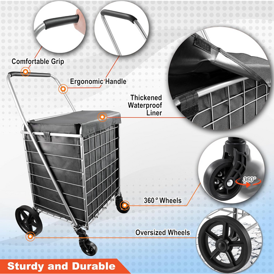 Foldable Shopping Trolley with Wheels ( MOQ :- 2 Pc)
