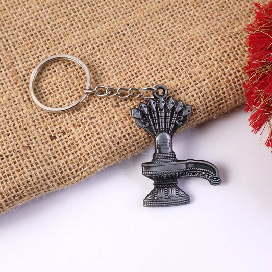 Premium Metal Shiva Lingam with Naag Religious Keychain (1 Pc)