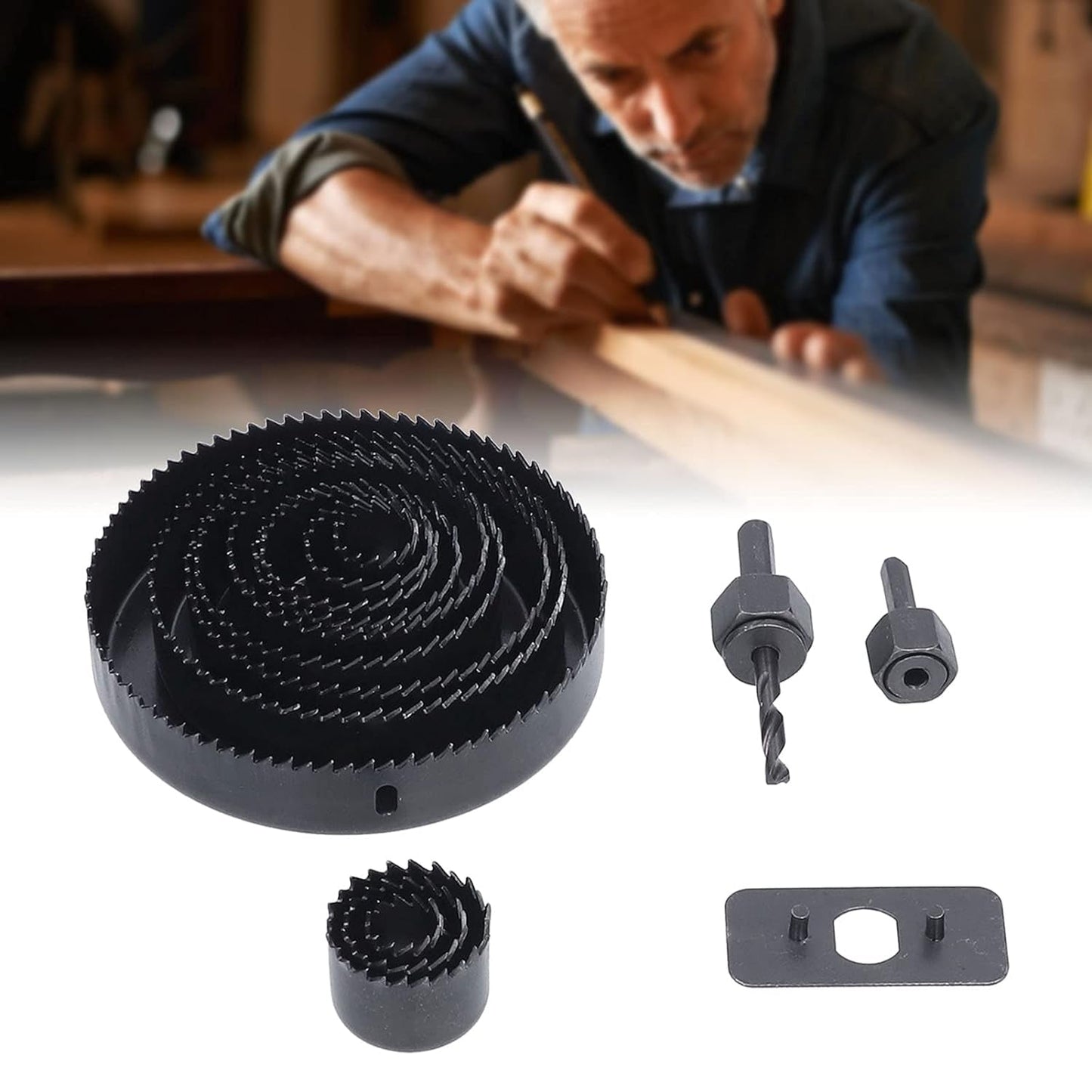 Drill Hole Cutter, Carbon Steel High Accuracy Incisive Hole Saw for Cutting PCV  (18 Pcs Set)