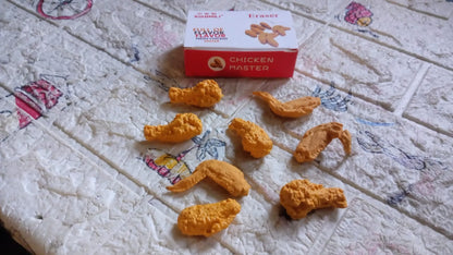 Cute Chicken Wing & Leg Erasers for Kids & Students (8 Pc Set)