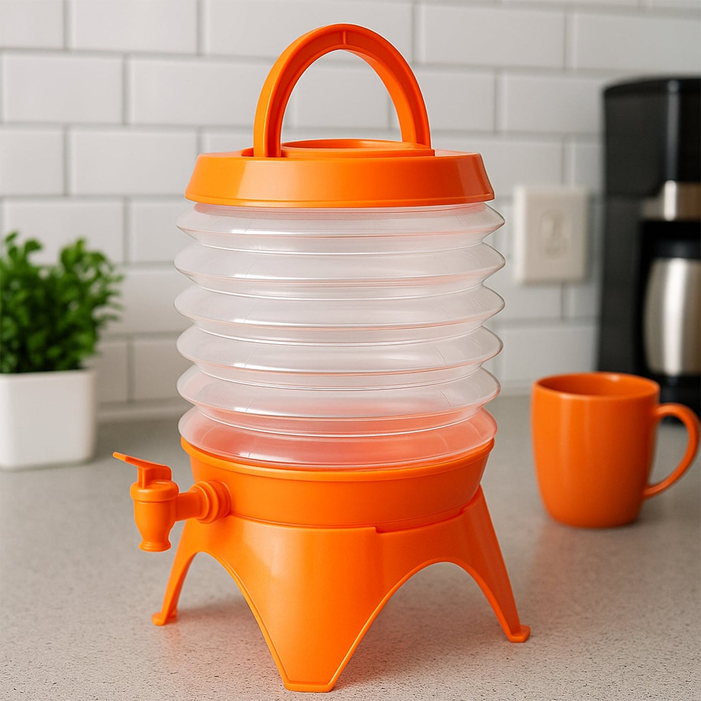 Collapsible Beverage Container with Tap Cold Drink Dispenser 3.5L Multicolor